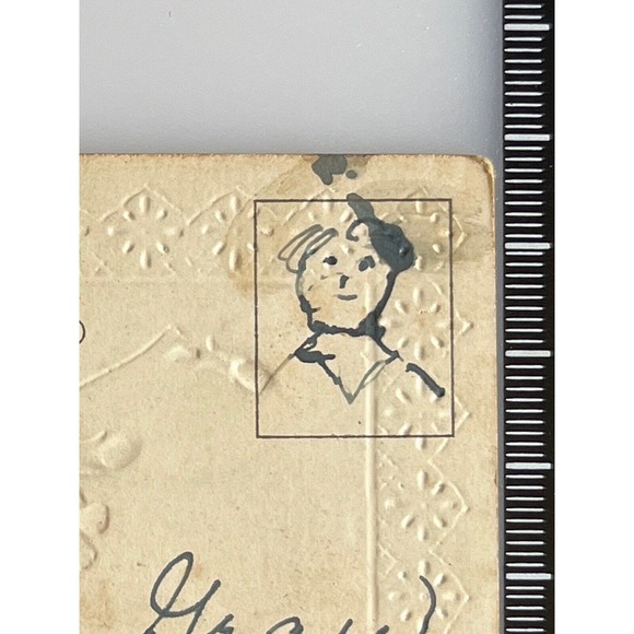 Antique Early 1900s Ephemera Embossed Unposted Signed Postcard White Doves SEE - Picture 5 of 6